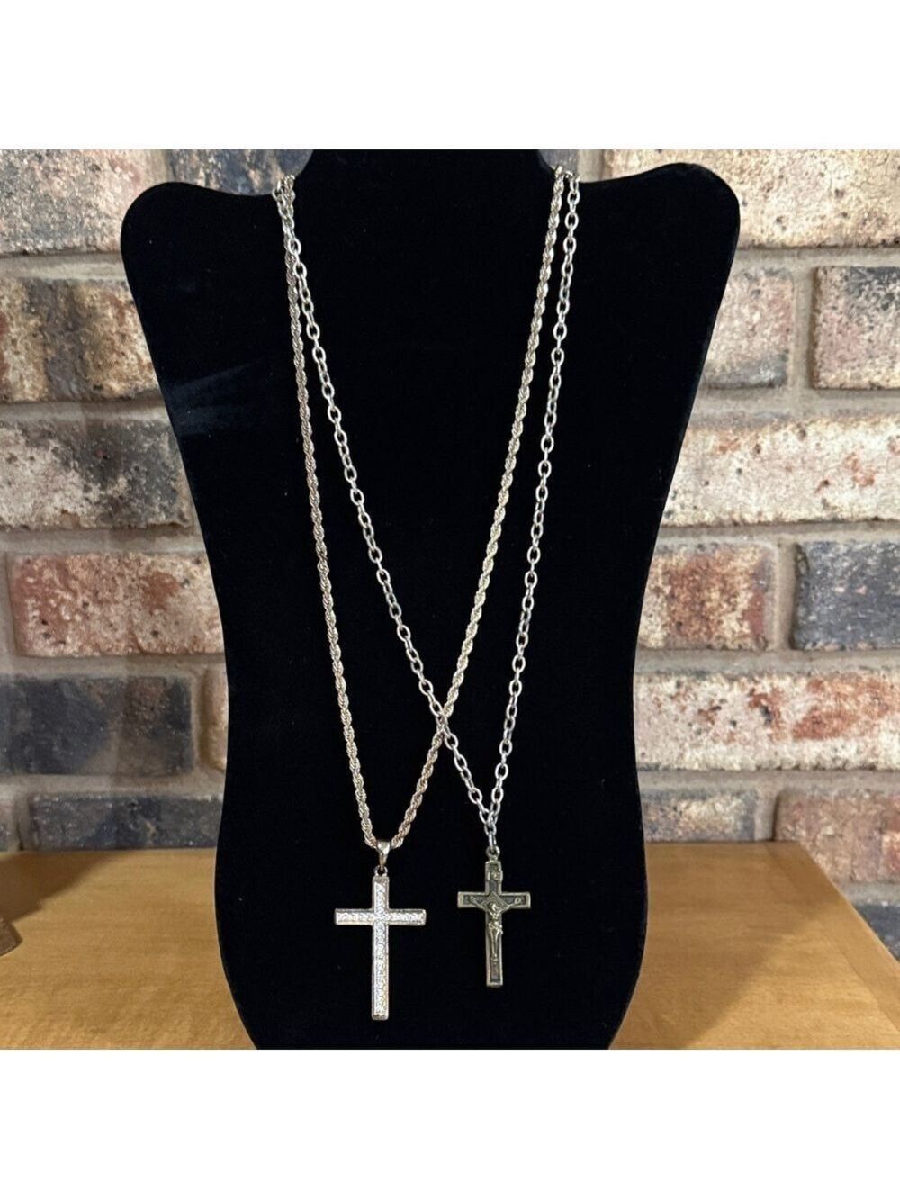 Gold tone and and Brass Cross Crucifix Necklaces